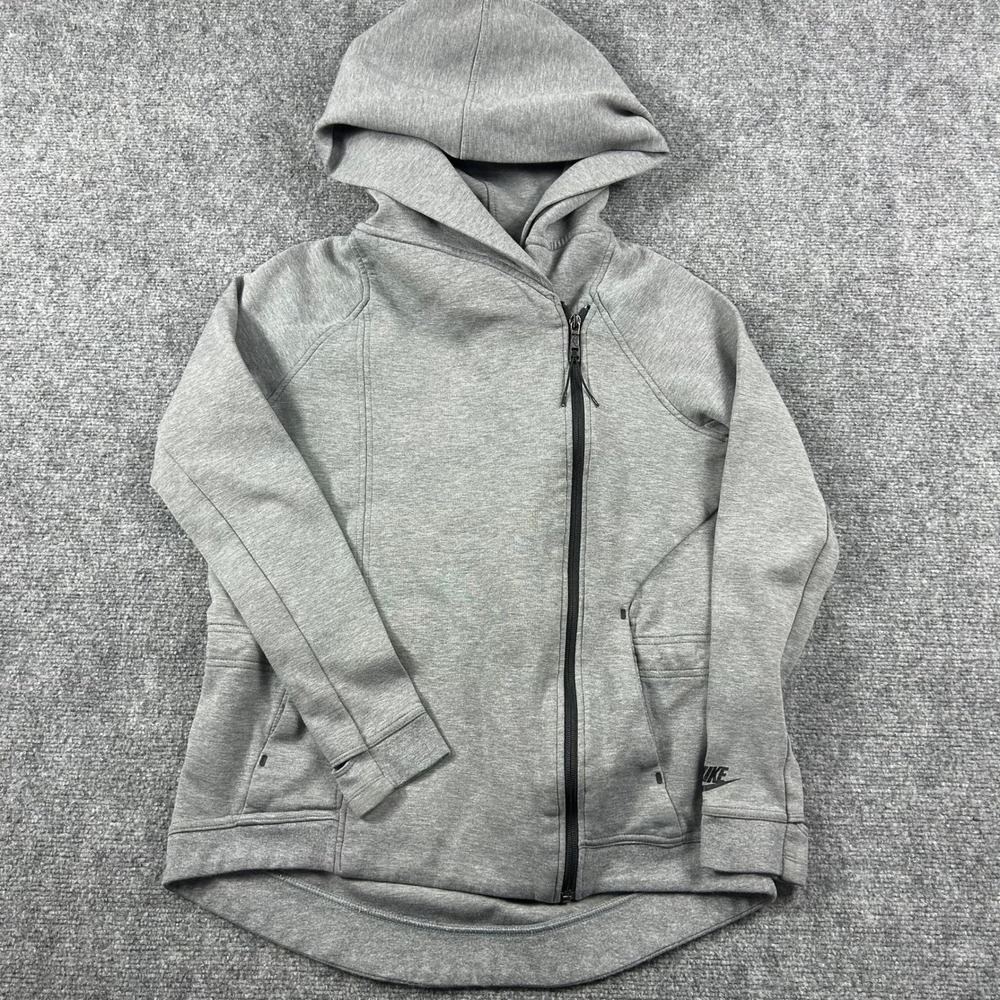Nike Tech Fleece Butterfly Hoodie Womens Small Gray Asymmetrical Zip 684928-091
